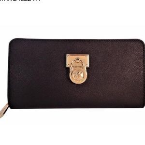 Michael Kors Clutch Hamilton Traveler Black Leather Wallet